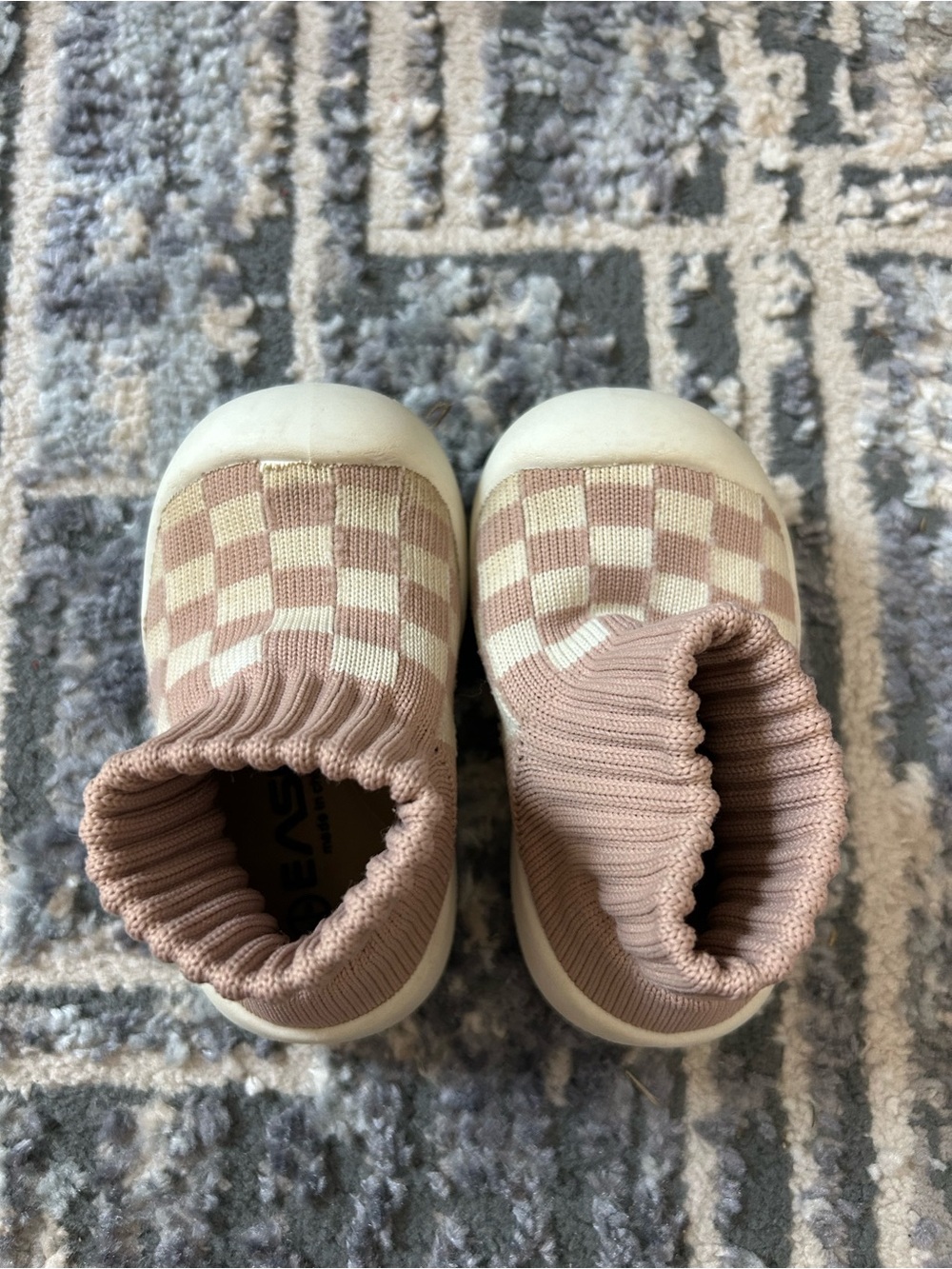 Kids Checker Knit Slip-On Shoes in Blush Pink